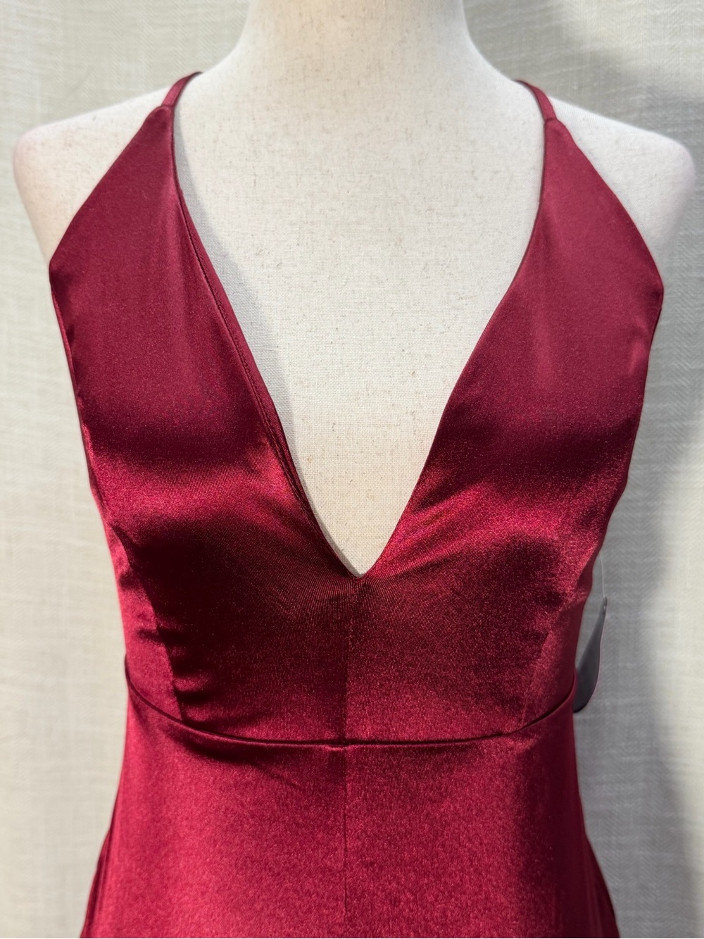 NWT Windsor Deep Red Satin Strapless Evening Gown XS